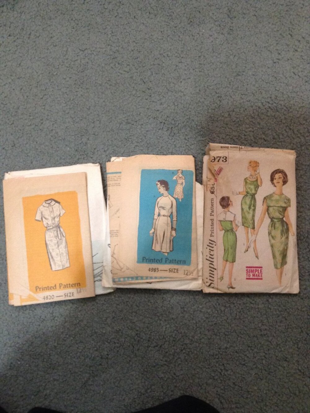 Lot of 3 Cut & Complete Vintage Early 1960s '60s Day Dress Sewing Patterns